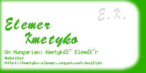 elemer kmetyko business card